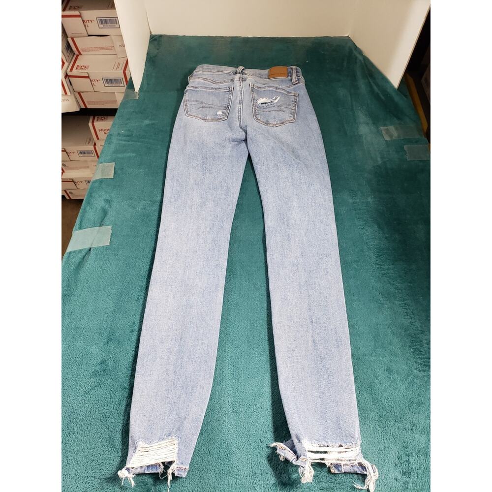 American Eagle Jeans Size 00 Womens Blue Denim Stretch Pants High Rise Jegging - Picture 11 of 14